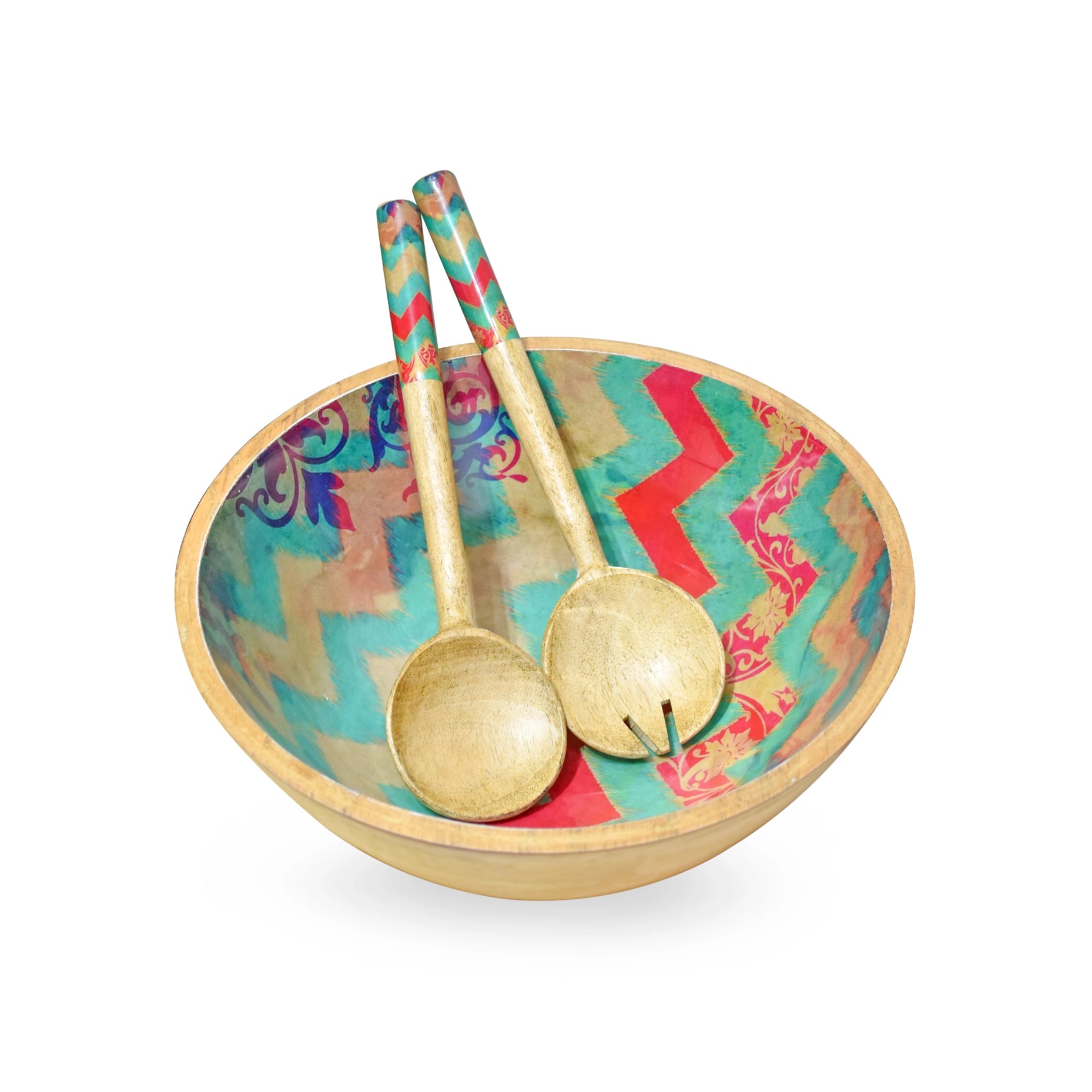 Sunrise Springs Salad Bowl With Salad Servers-Tiramisu-Urbanheer