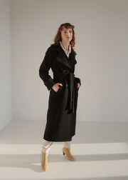 Black Warm Wool Coat Winter-Fall For Woman-Clothing - Women-Nich Linen-Black-XS-S-Urbanheer