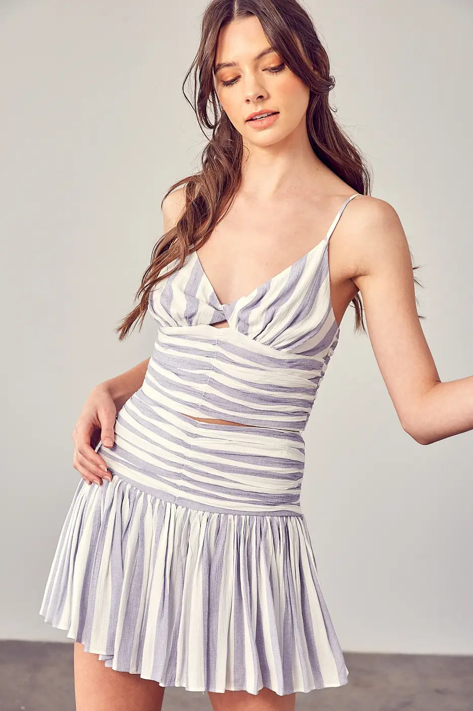 Multi-Stripe Print Cami Top-Mustard Seed-S-White & Violent-Urbanheer