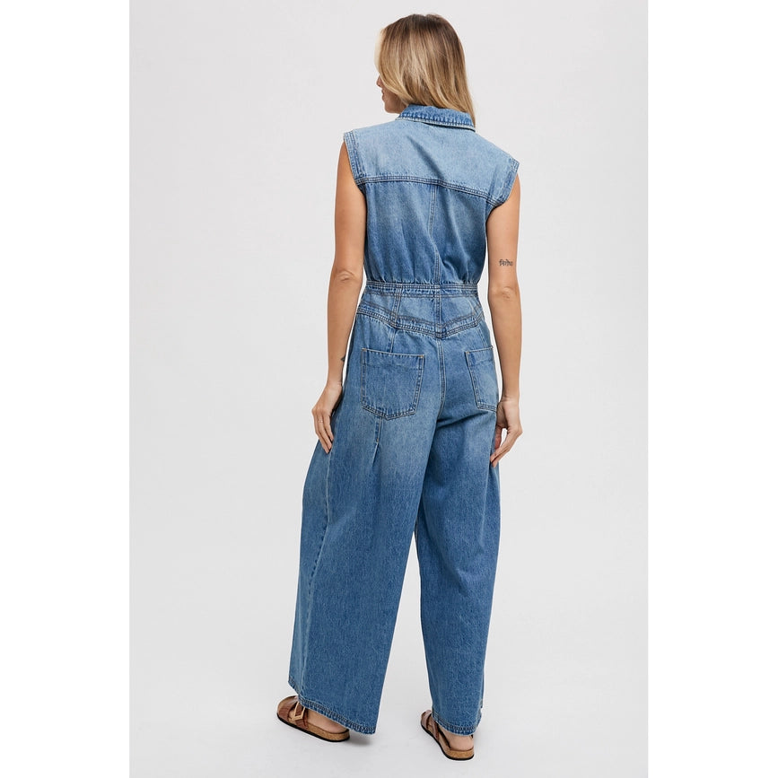 Denim Jumpsuit Lt Wash-Jumpsuits & Rompers-Faith Apparel-S-Urbanheer