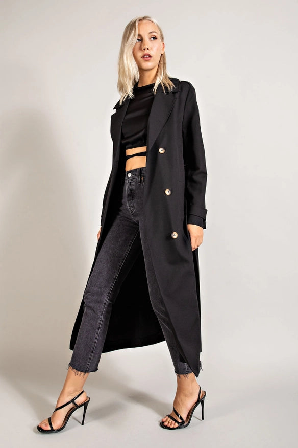 Double Breasted Trench Coat Black-COAT-EDIT by NINE-S-Urbanheer