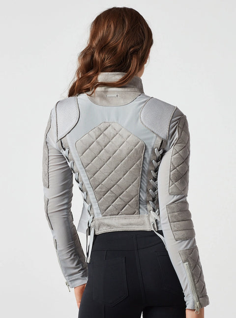 Vintage Mesh Moto Jacket - Grey