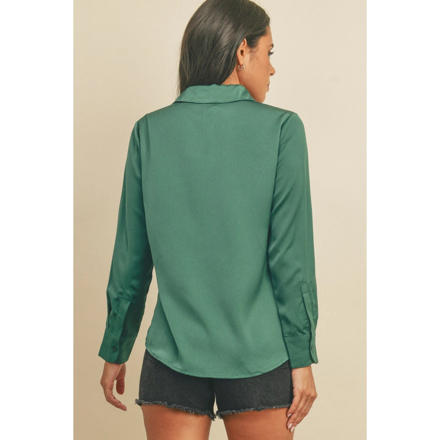 Dull Satin Slim Shirt Emerald-Shirt-Dress Forum-S-Urbanheer