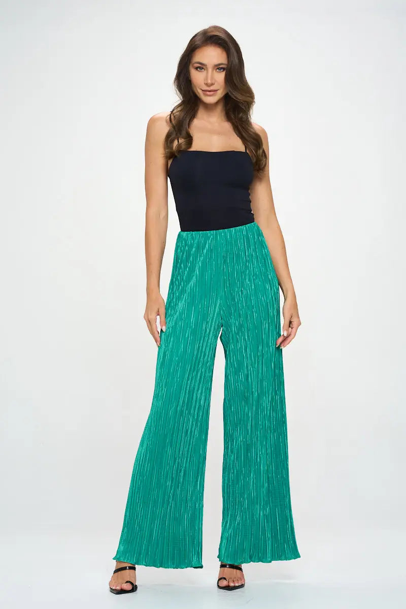 Vibrant Plisse Lined Straight Pants-Renee C.-S-Urbanheer