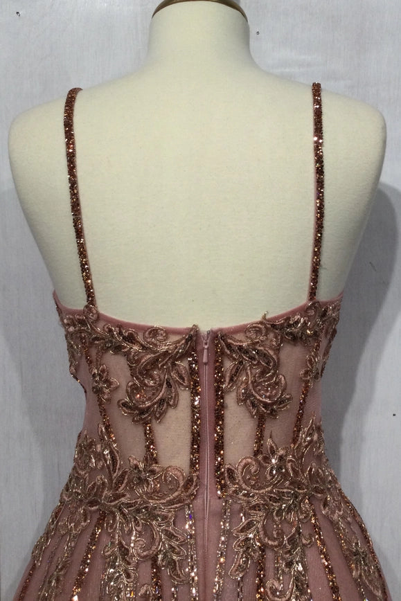 A-Line Beaded Gown With Lace Detail-Dress-Ladivine by Cinderella Divine-BLACK-4-Urbanheer