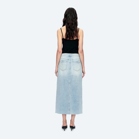 A-Line Denim Midi Skirt(Raw Hem,Slit) STORY-Skirt-BAYEAS-XS-STORY-Urbanheer