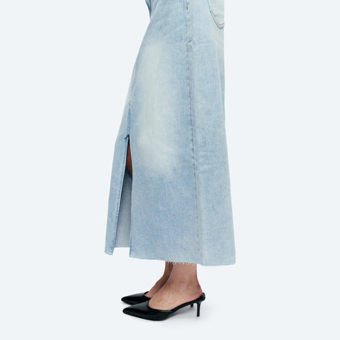 A-Line Denim Midi Skirt(Raw Hem,Slit) STORY-Skirt-BAYEAS-XS-STORY-Urbanheer