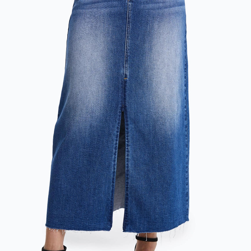 A-Line Denim Midi Skirt(Raw Hem,Slit) SWEET-Skirt-BAYEAS-S-SWEET-Urbanheer