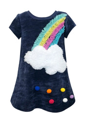 A-Line Dress W/Rainbow and Cloud-Dress-Hannah Banana-2T-Navy Multi-Urbanheer