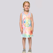 A-Line Dress w/ Peace Sign Print-Dress-Hannah Banana-12M-PINK MULTI-Urbanheer