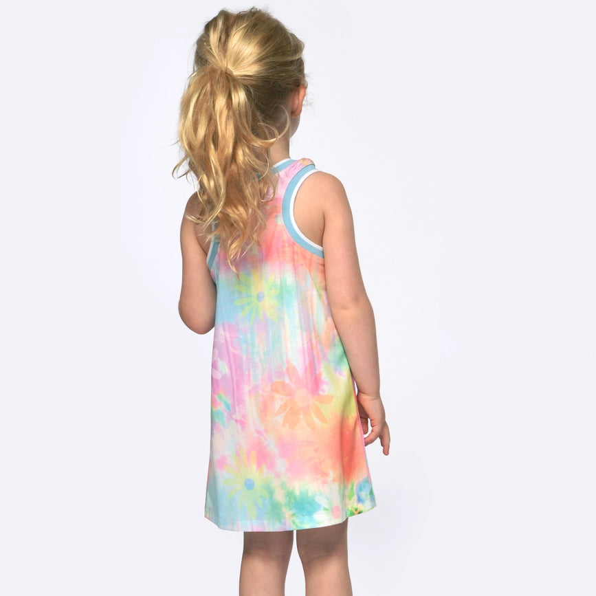 A-Line Dress w/ Peace Sign Print-Dress-Hannah Banana-12M-PINK MULTI-Urbanheer