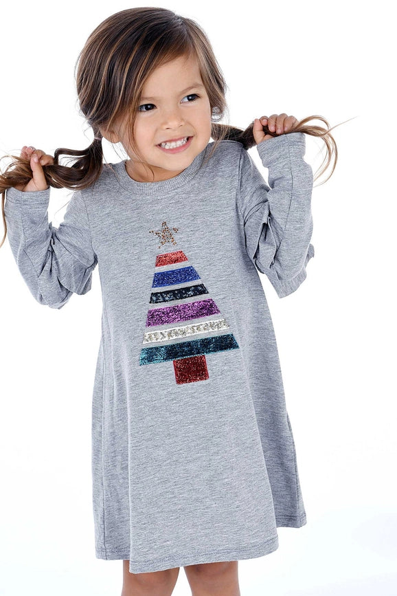 A-Line Dress with Mixed Media Tree-Dress-Hannah Banana-2T-Grey-Urbanheer