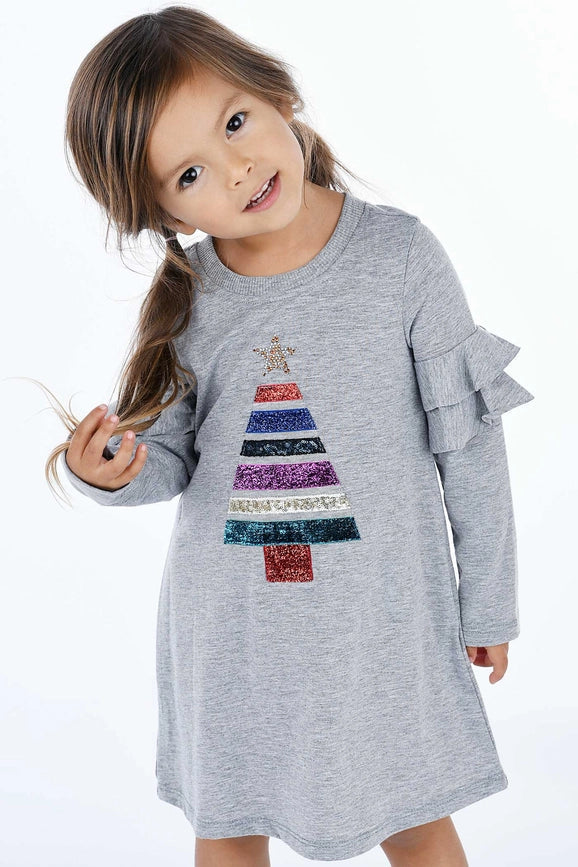 A-Line Dress with Mixed Media Tree-Dress-Hannah Banana-2T-Grey-Urbanheer
