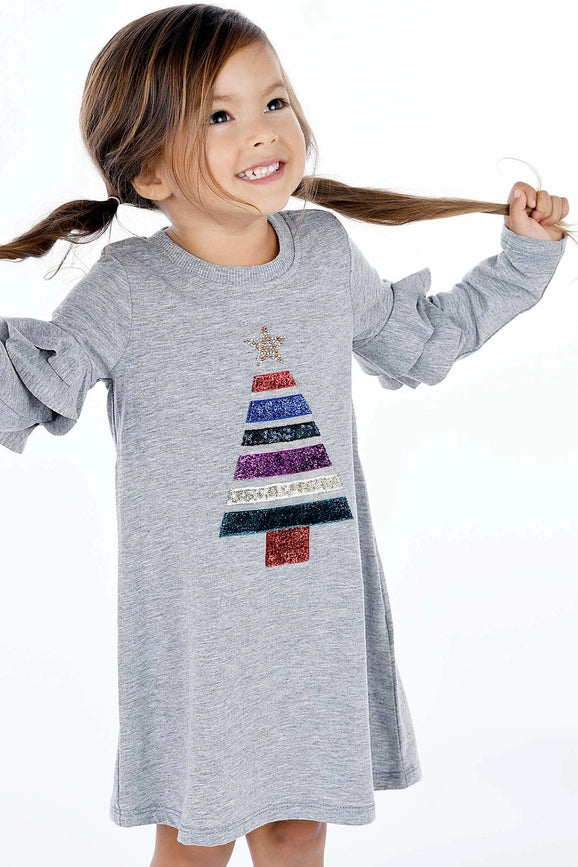 A-Line Dress with Mixed Media Tree-Dress-Hannah Banana-2T-Grey-Urbanheer