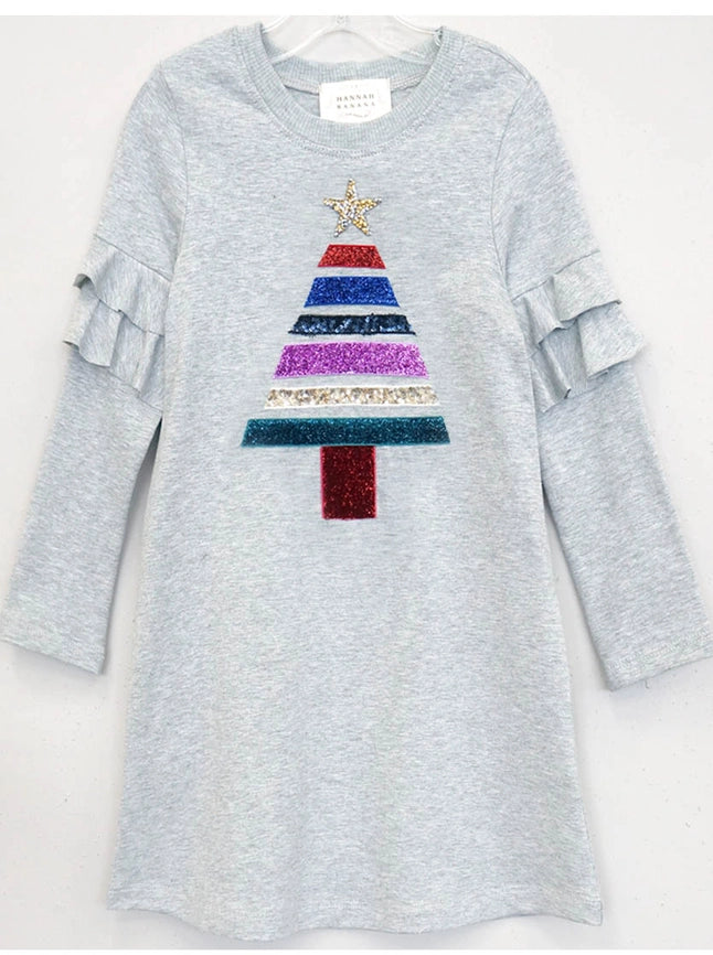 A-Line Dress with Mixed Media Tree-Dress-Hannah Banana-2T-Grey-Urbanheer