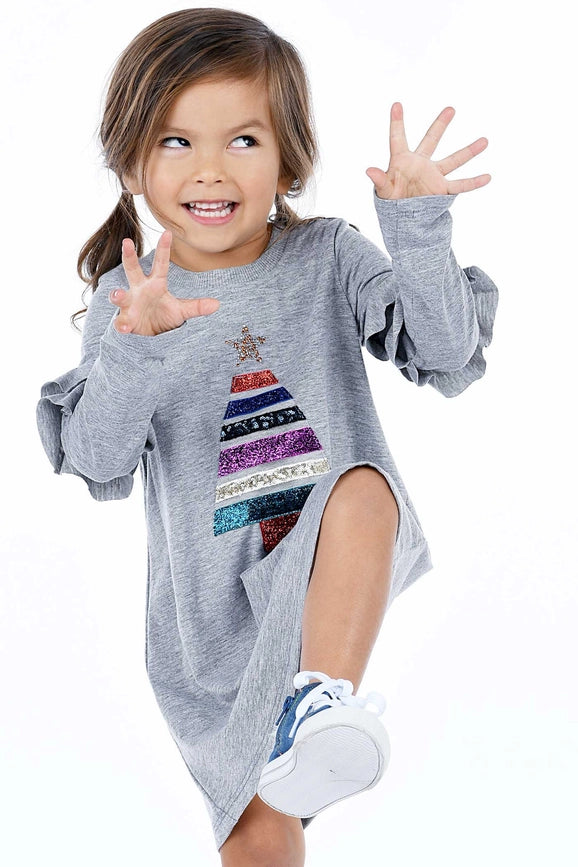 A-Line Dress with Mixed Media Tree-Dress-Hannah Banana-2T-Grey-Urbanheer