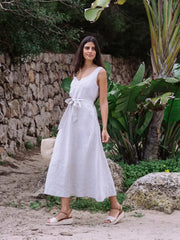 A-Line Linen Dress Chiloe in Natural Melange-Dress-MagicLinen-S-Natural Melange-Urbanheer