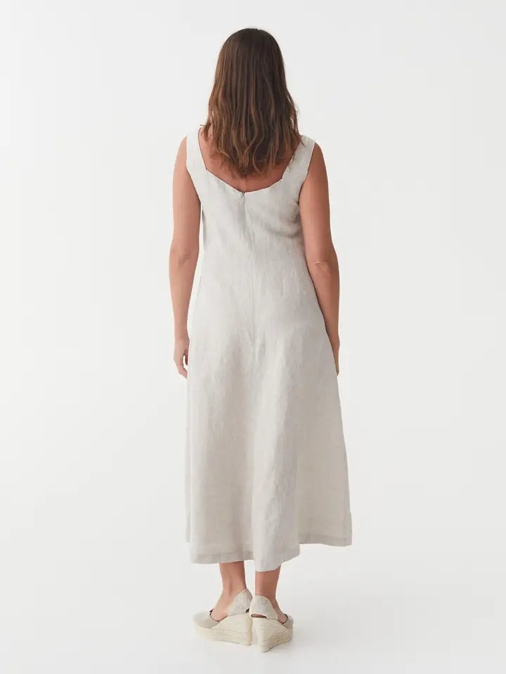 A-Line Linen Dress Chiloe in Natural Melange-Dress-MagicLinen-S-Natural Melange-Urbanheer