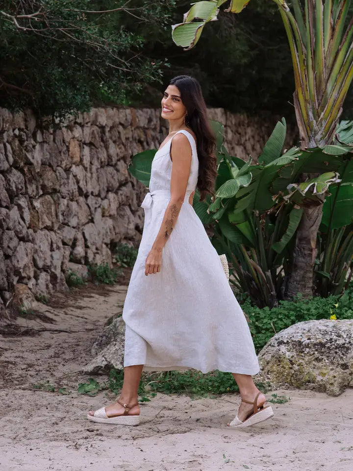 A-Line Linen Dress Chiloe in Natural Melange-Dress-MagicLinen-S-Natural Melange-Urbanheer