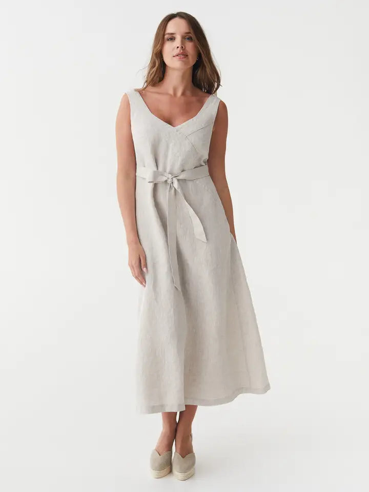 A-Line Linen Dress Chiloe in Natural Melange-Dress-MagicLinen-S-Natural Melange-Urbanheer