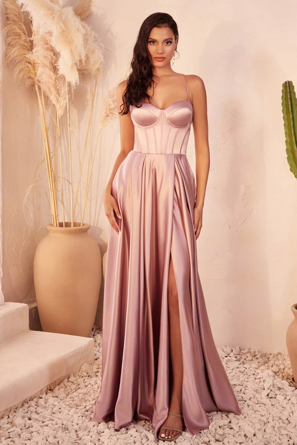 A-Line Satin Bustier Dress-Dress-Ladivine by Cinderella Divine-2-MAUVE-Urbanheer