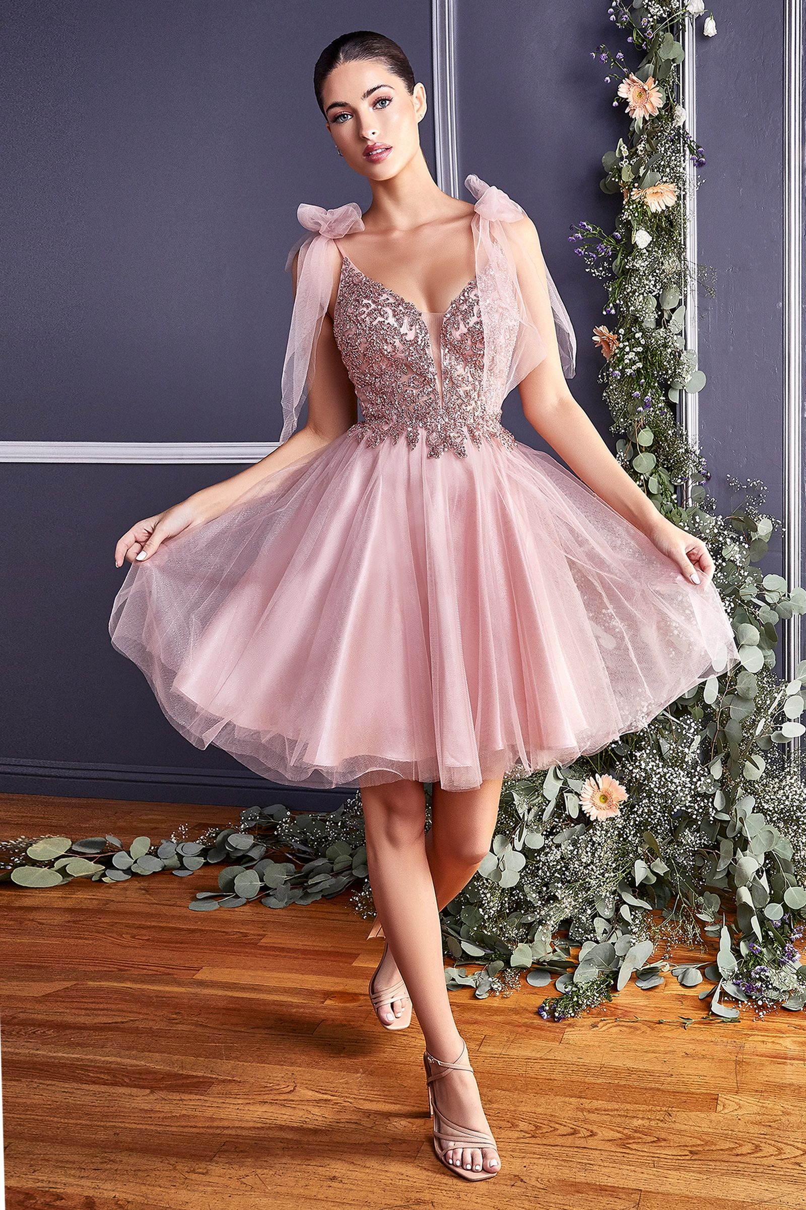 A-Line Short Tulle Dress-Damas/Short-Tux-USA-S-Rose Gold-Urbanheer