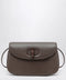 GUCCI Small shoulder bag in dark taupe leather with bamboo closure