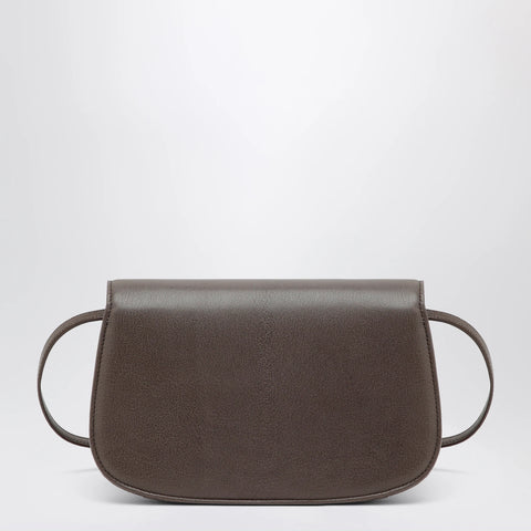 GUCCI Small shoulder bag in dark taupe leather with bamboo closure
