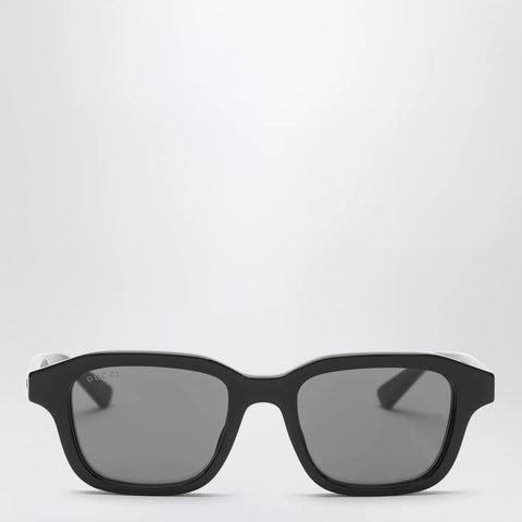 GUCCI Black/blue acetate rectangular sunglasses