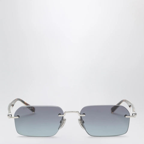 GUCCI Silver-tone metal rectangular sunglasses
