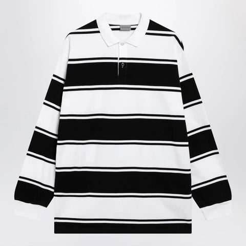 Balenciaga Black/white striped cotton polo shirt