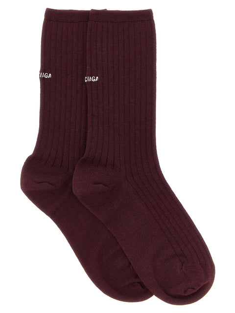 Balenciaga Logo Embroidery Ribbed Tights