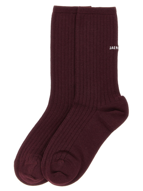 Balenciaga Logo Embroidery Ribbed Tights