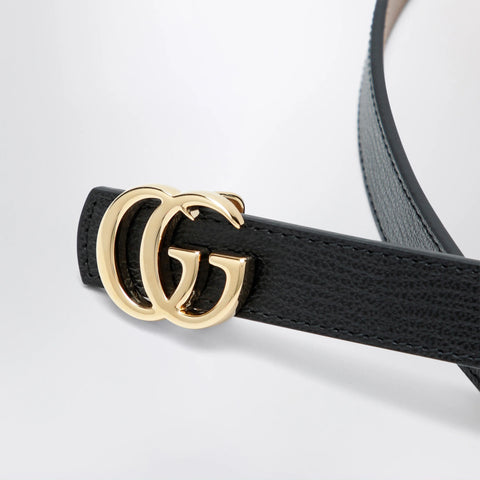 GUCCI Reversible GG Marmont belt in black/beige leather