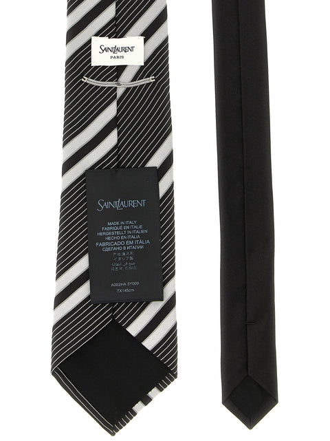 Saint Laurent Jacquard Diagonal Striped Tie