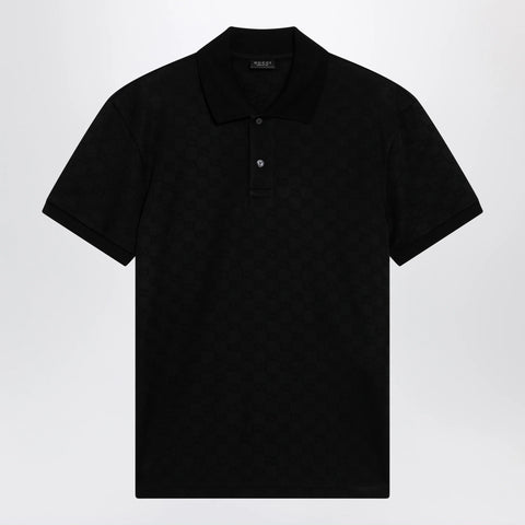 GUCCI Black GG jacquard technical jersey polo shirt
