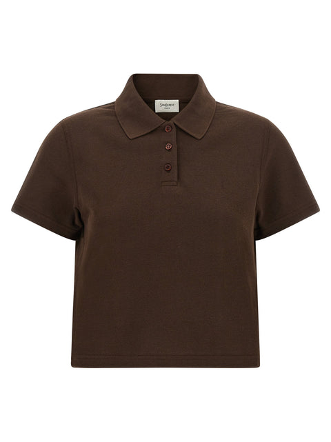 Saint Laurent Cassandre Crop Polo Shirt
