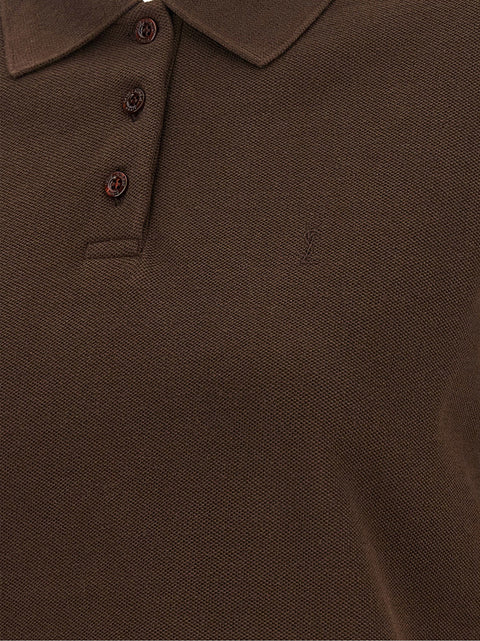 Saint Laurent Cassandre Crop Polo Shirt