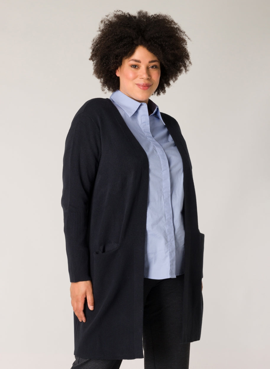 Rebbel cozy open-front cardigan-Cardigans-YESTA-12-Steel Grey/Melange-Urbanheer