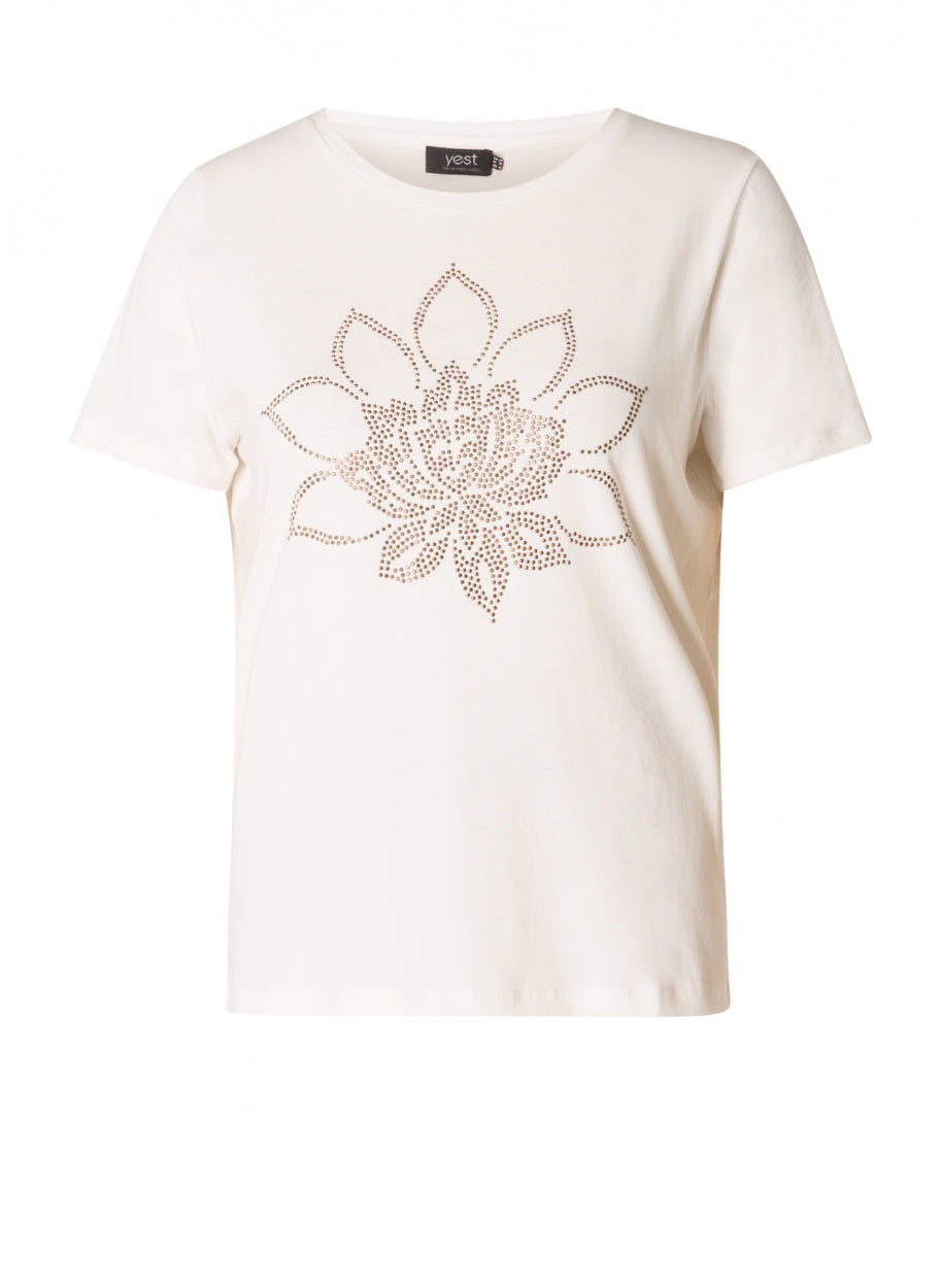 Yazleen - T-shirt with Gold-coloured Studs-Tops-YESTA-Off White-12-Urbanheer