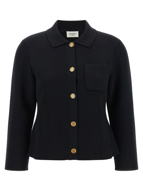 Saint Laurent Cassandre Medallion Cardigan