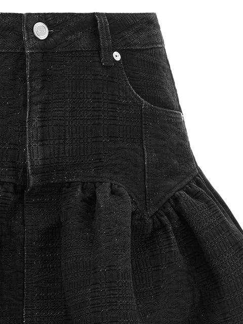 Ganni Lurex Denim Skirt