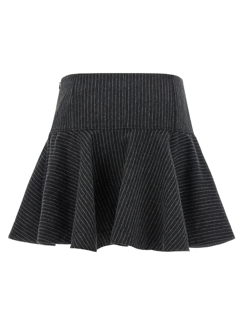 Ganni Pinstriped Flannel Skirt