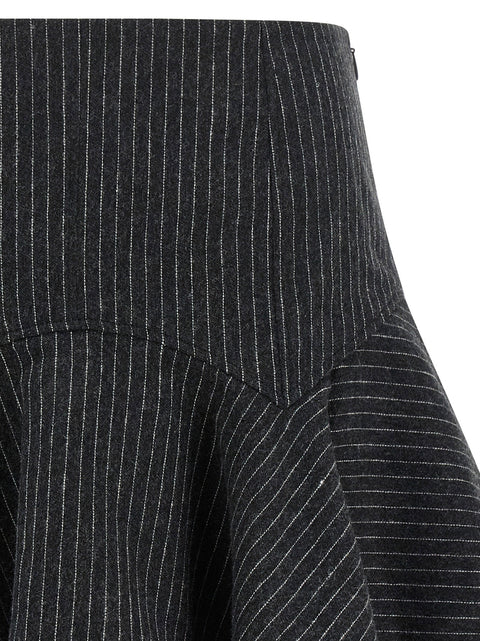 Ganni Pinstriped Flannel Skirt