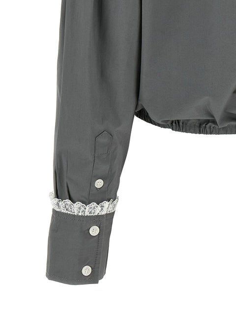 Ganni Cropped Shirt With Lace
