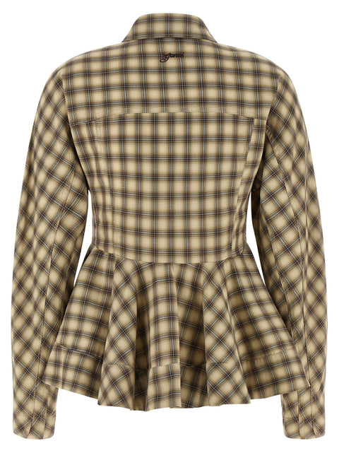 Ganni Check Flannel Peplum Shirt