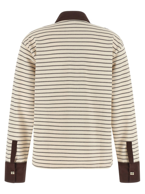 Ganni Striped Cotton Polo Shirt