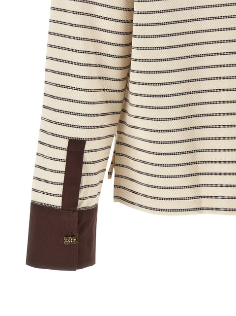 Ganni Striped Cotton Polo Shirt
