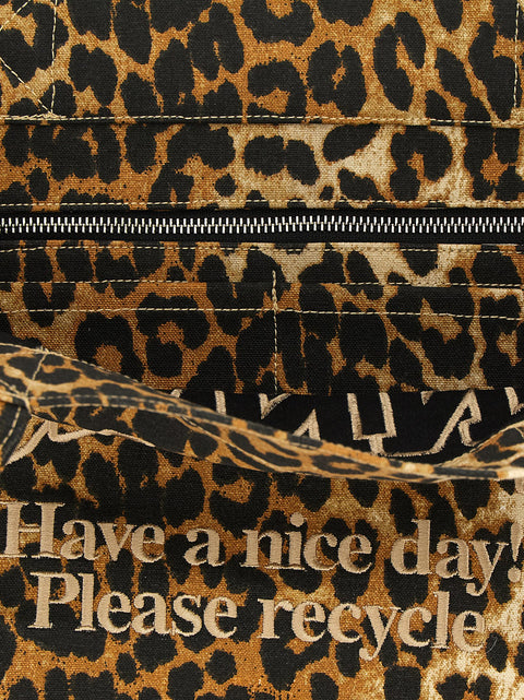 Ganni Leopard Large Shopping Bag
