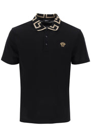 Versace Polo Shirt With Greca Collar-Clothing - Men-Versace-Black-S-Urbanheer